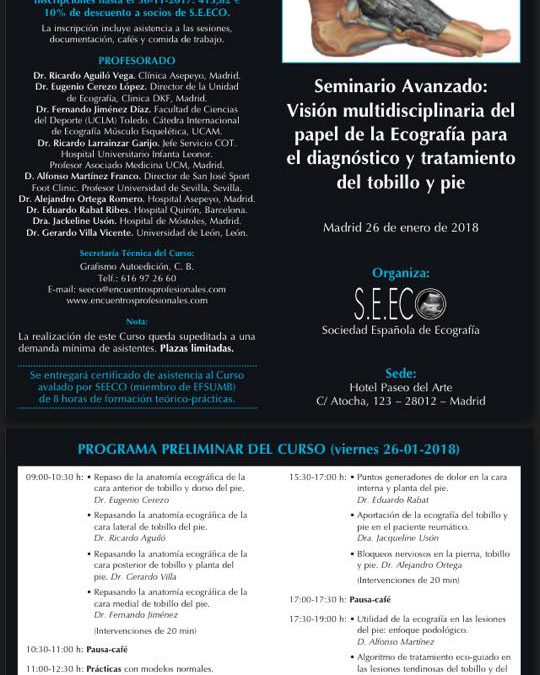 Curso Interdisciplinar de Ecografia del Pie – Enero 2018- (Madrid)
